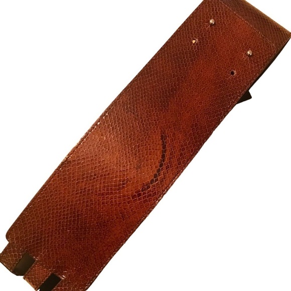 NWT Escada Leather Wide Waist Woman’s Belt Brown Snake Gold Hardware Italy main image 8